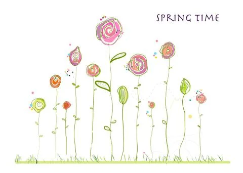 Spring time colorful elegant cute flowers Stock Illustration
