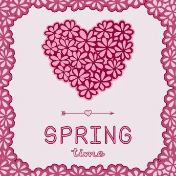 Spring time doodle card Stock Illustration