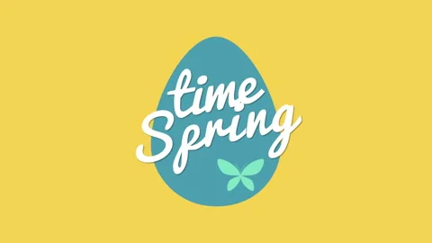 Spring Time with easter egg on yellow gradient Video stock 232413376