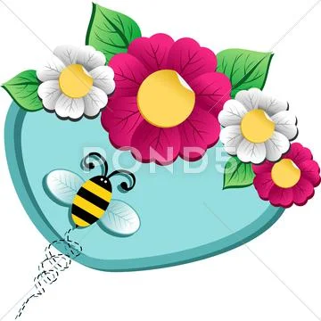 Spring time flower and bee Stock Illustration
