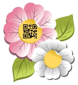 Spring time flower with qr code label Stock Illustration