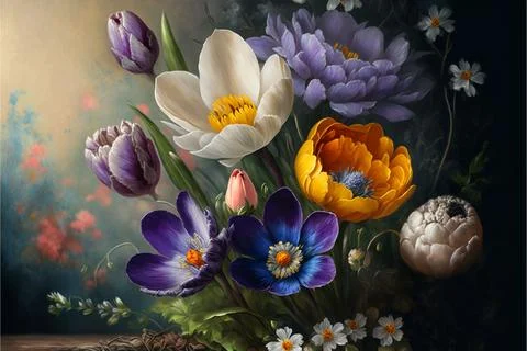 Spring time flower scenery Stock Illustration