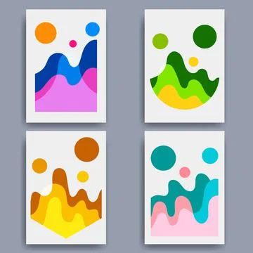 Spring time liquid wave poster background template Stock Illustration