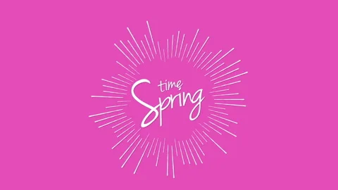Spring Time with retro lines on modern pink gradient Видео 232413394