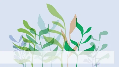 Spring time. Transparent pastel leaves overlapping on a blue background Stock Footage 301208727