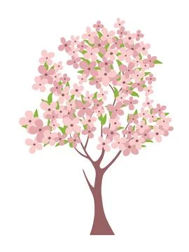 Spring time tree with flowers Illustrazione stock