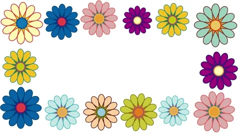 Spring time with turning flowers. Retro-style flower frame forming a colorf.. Stock Footage 301208869