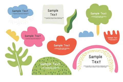 Spring title design frame children's naive objects, shapes, geometric, mult.. 스톡 일러스트