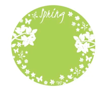 Spring Tree On Circle Frame Illustrazione stock