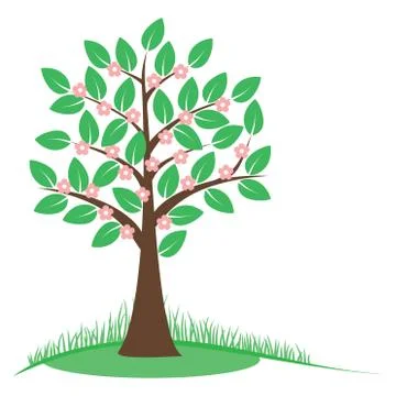Spring tree with pink flowers Stock Illustration