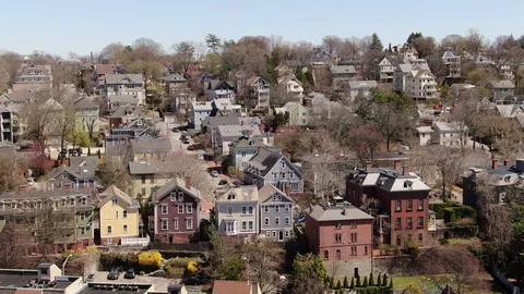 Spring Trees Along Residential Streets in Providence, Rhode Island Stock-Footage 106598861