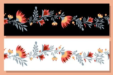 Spring trend pattern. Seamless border for printing on fabric and textile desi 스톡 일러스트