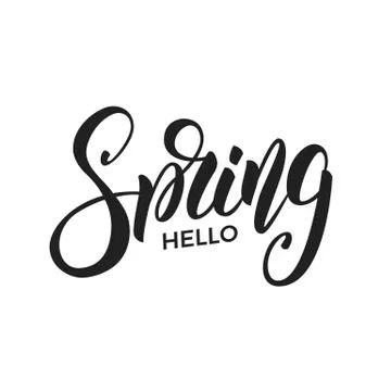 Spring. Trendy script lettering design Hello Spring Stock Illustration