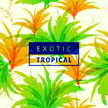Spring tropical leaves pattern seamless background with vibrant nature color Stock Illustration