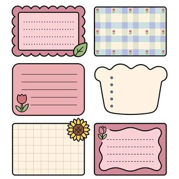 Spring Tulip Floral Sticky Note Bundle 스톡 일러스트