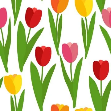 Spring Tulip Flowers Seamless Pattern Background  Illustration イラスト素材