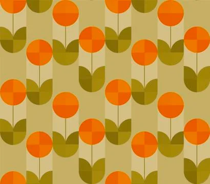 Spring tulip in geometry style seamless pattern Stock Illustration