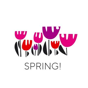Spring tulips color vector illustration Illustrazione stock