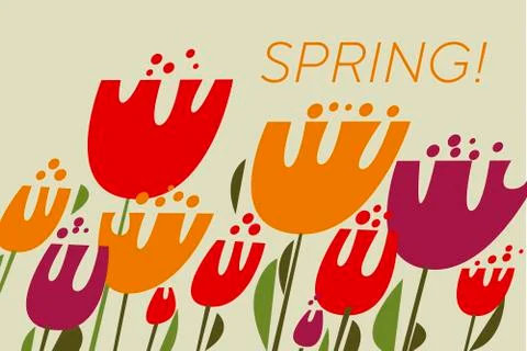 Spring tulips color vector illustration Illustrazione stock