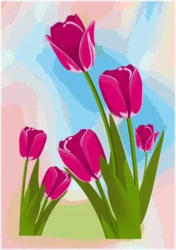 Spring tulips Stock Illustration