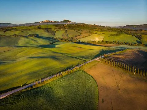 Spring in Tuscany fields Stock-Fotos