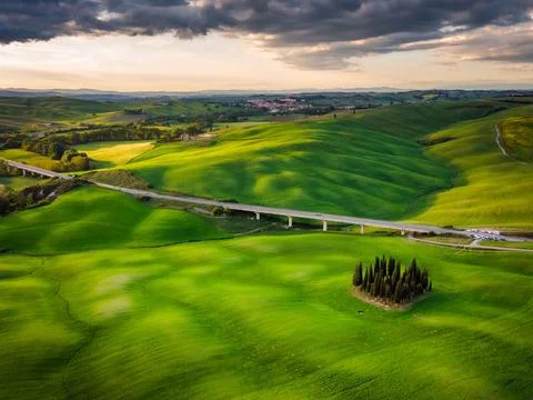 Spring in Tuscany fields Stock-Fotos