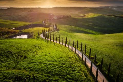 Spring in Tuscany fields Stock-Fotos