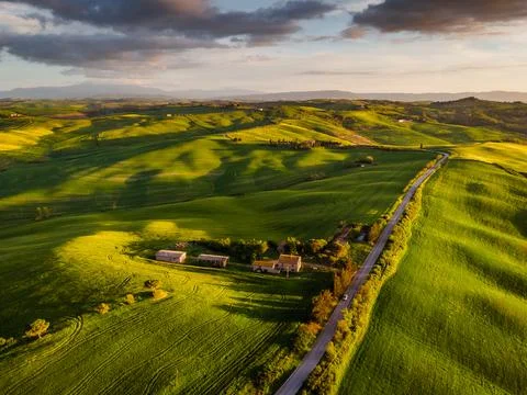 Spring in Tuscany fields Stock-Fotos