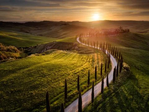Spring in Tuscany fields Stock-Fotos