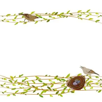 Spring twigs background. Stock Illustration