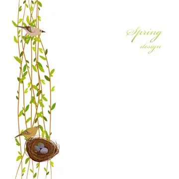 Spring twigs background. Stock Illustration