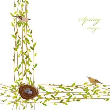 Spring twigs background. Stock Illustration
