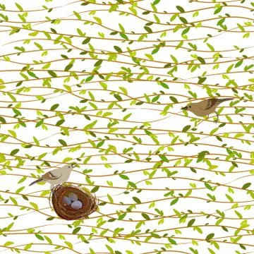 Spring twigs background. Stock Illustration