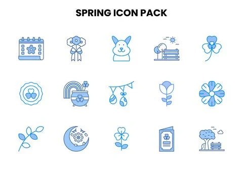 Spring Two Colour Design Icons Pack Stock Illustration