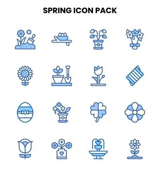 Spring Two Colour Design Icons Pack Stockillustratie
