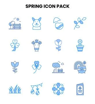 Spring Two Colour Graphics Icons Pack Stockillustratie