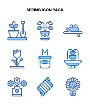 Spring Two Colour Scalable Icons Pack Stock Illustration