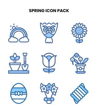 Spring Two Colour Scalable Icons Pack 스톡 일러스트