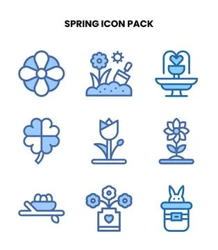 Spring Two Colour UI Icons Pack 스톡 일러스트