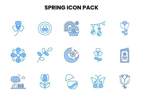 Spring Two Colour UI Icons Pack 스톡 일러스트