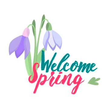 Spring typographic flower badge design vector illustration Stock Illustration