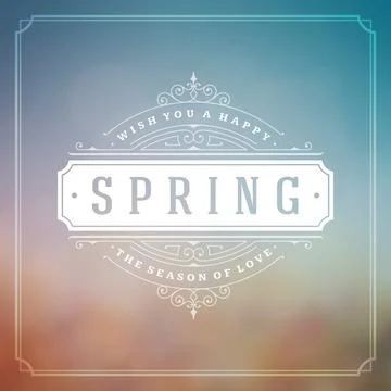 Spring typography quote label for poster or greeting card design. Stock Illustration