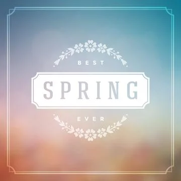 Spring typography quote label for poster or greeting card design. Stock Illustration