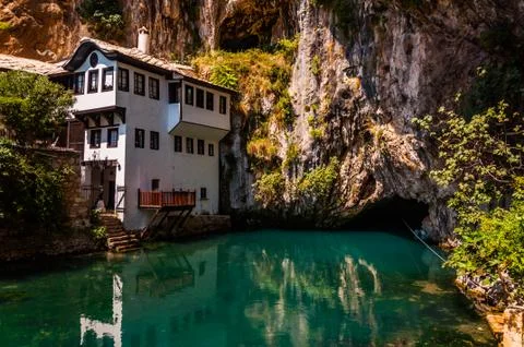 Spring under the cave Stock Photos