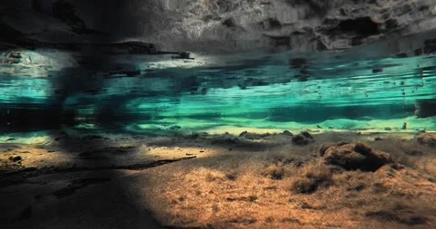 Spring under water. Rising spring with clear blue water. Shooting clear water Stock Footage 252273923