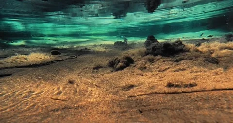 Spring under water. Rising spring with clear blue water. Shooting clear water Stock Footage 268029136