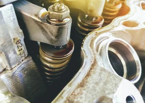 Spring valve of the car engine valve Stock Photos