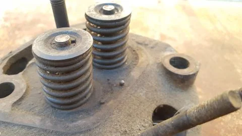 Spring valve on the engine block. 写真素材