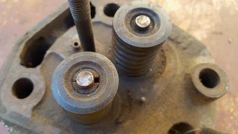 Spring valve on the engine block. 写真素材