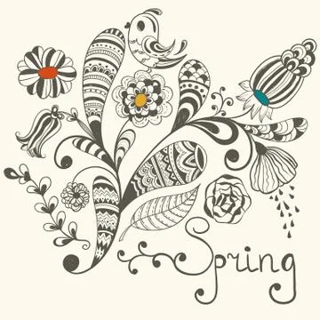 Spring vector greeting card Illustrazione stock